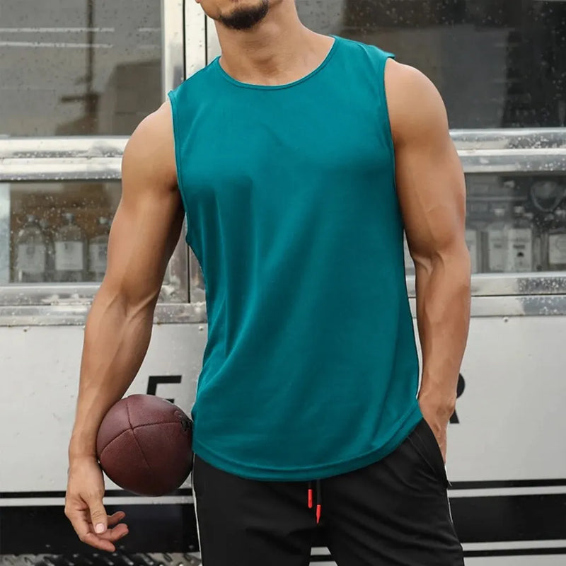 Camiseta esportiva de secagem rápida, sem mangas, perfeita para o verão.