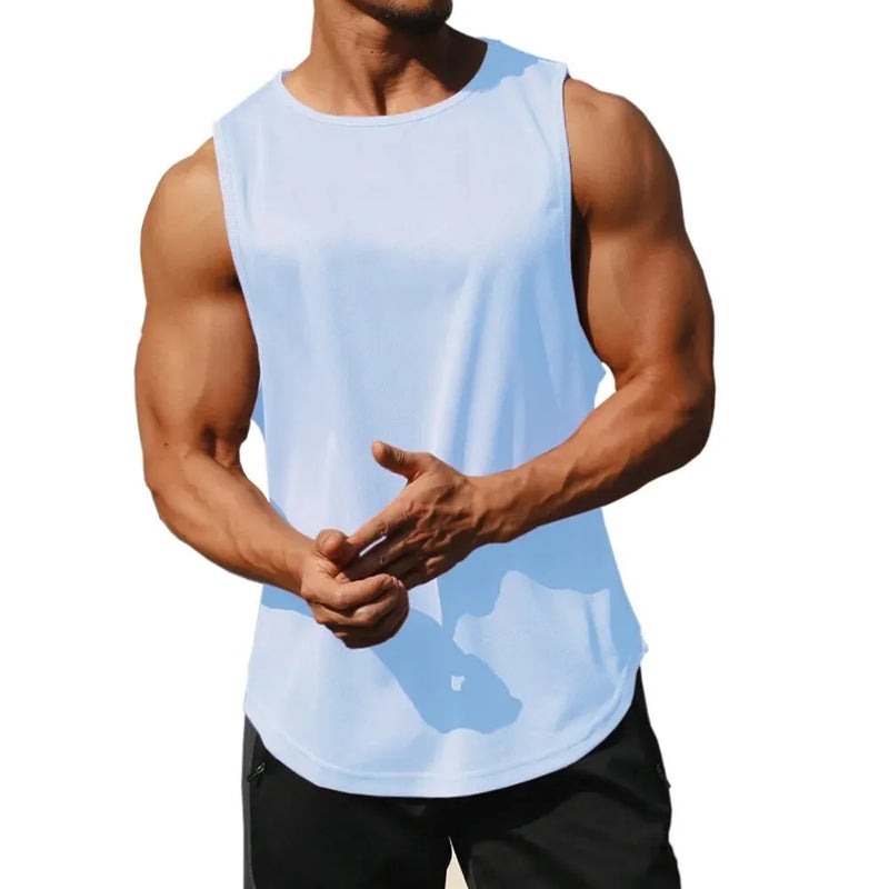 Camiseta esportiva de secagem rápida, sem mangas, perfeita para o verão.