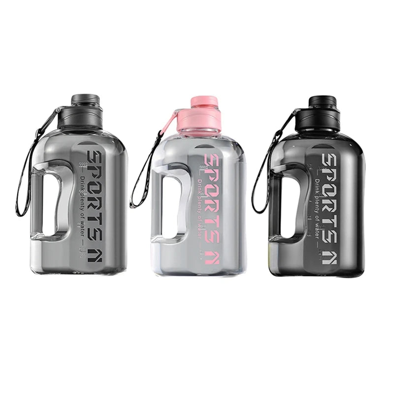 Garrafas de água isoladas fitness de 2,7/1,7L para academia, viagens e caminhadas.